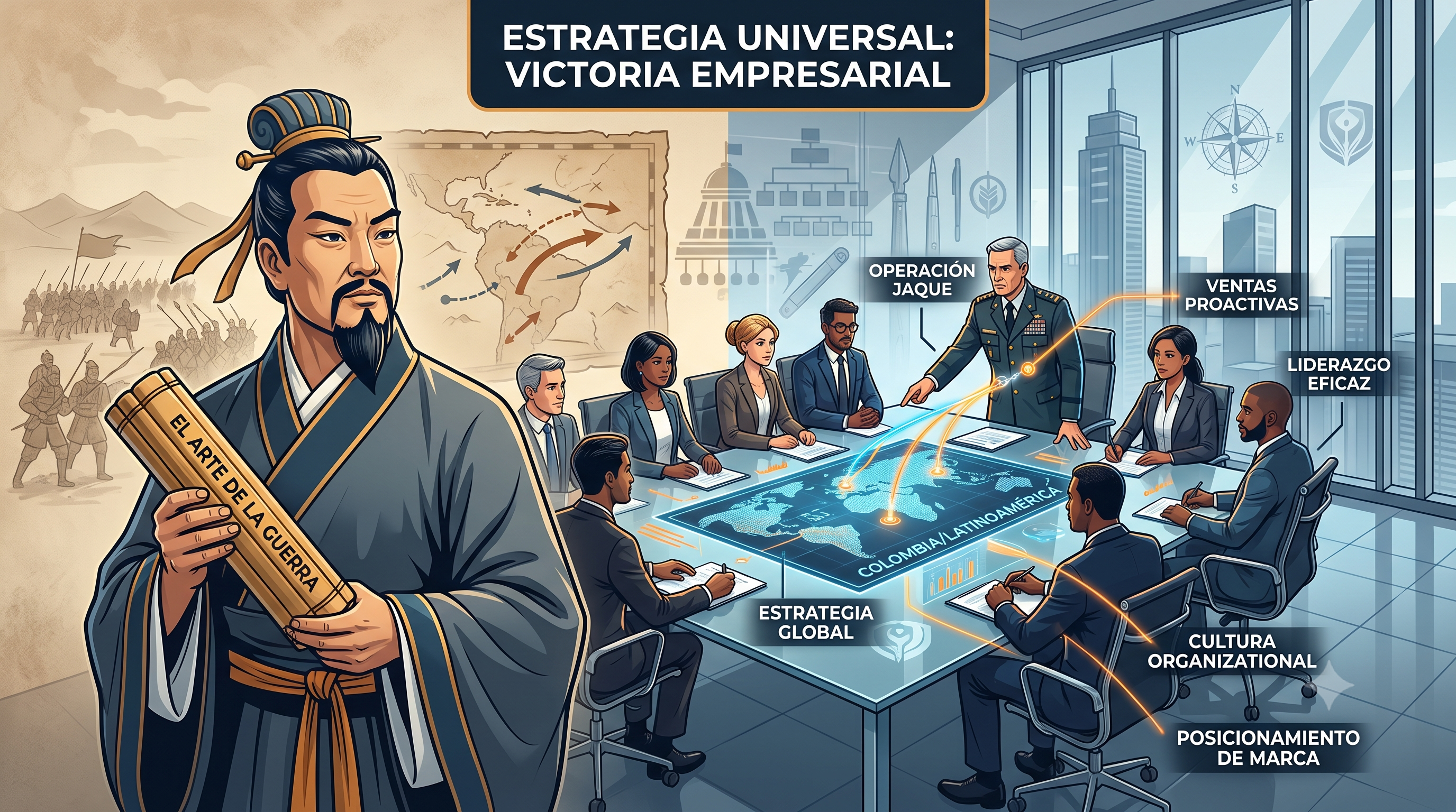 El Arte de la Guerra en la Sala de Juntas: Estrategia universal con luces para negociaciones exitosas